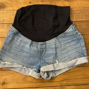 Crossover Panel Midi Maternity Jean Shorts size 10